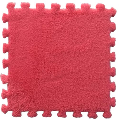 1pc 30*30cm eva skummåtte plys puslespil legemåtter skum shaggy fløjl tæppe dekorativt børneværelse til kravle legetøj 12- farver: Mørk lyserød