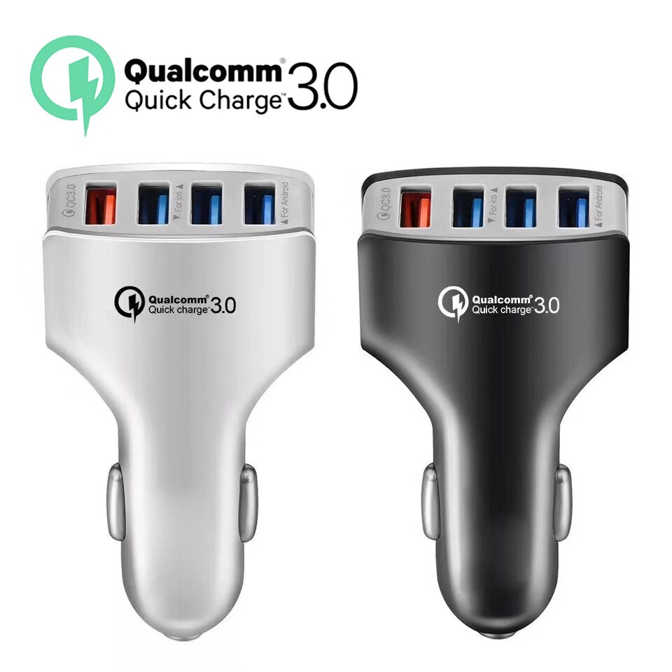 Novedad de , cargador para coche 4 USB QC 3,0, carga rápida 3,0, Cargador rápido para teléfono móvil, Cargador rápido para coche con 4 puertos USB, cargador portátil para coche