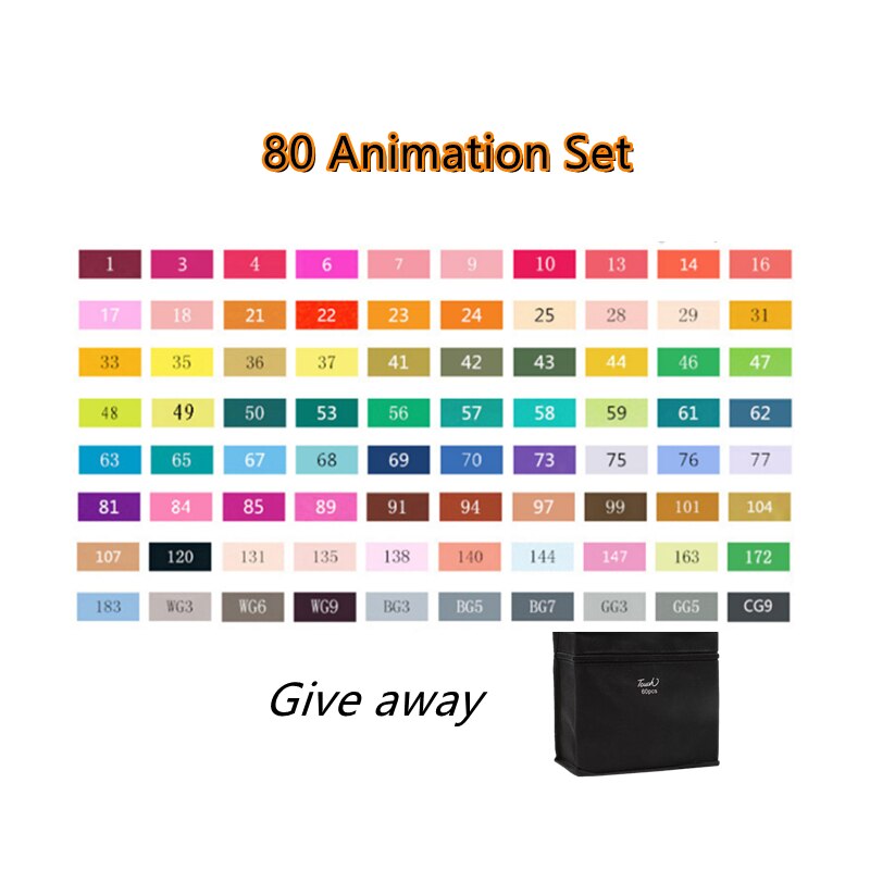 TouchNEW Soft Brush Markers Pen Sketch Markers Alcohol Based Dual Head Brush Markers Pen For Drawing Manga Art Supplies Markers: 80 Colors Anime