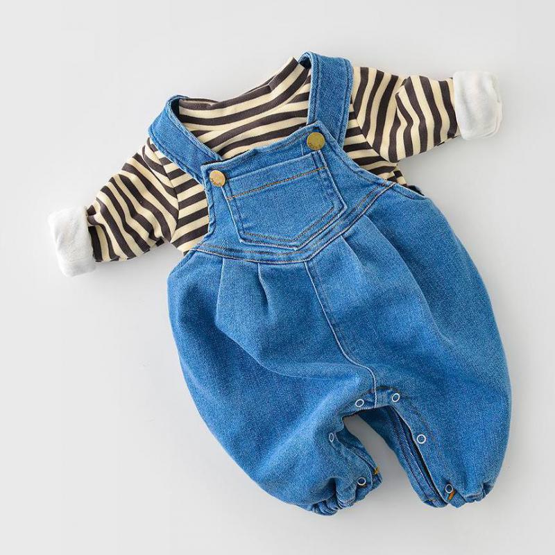 Winter Warm Baby Boy Girl Velvet Denim Overalls Pants Toddler Soft Jumpsuit Suspenders Blue Infant Overalls For Girls Boys