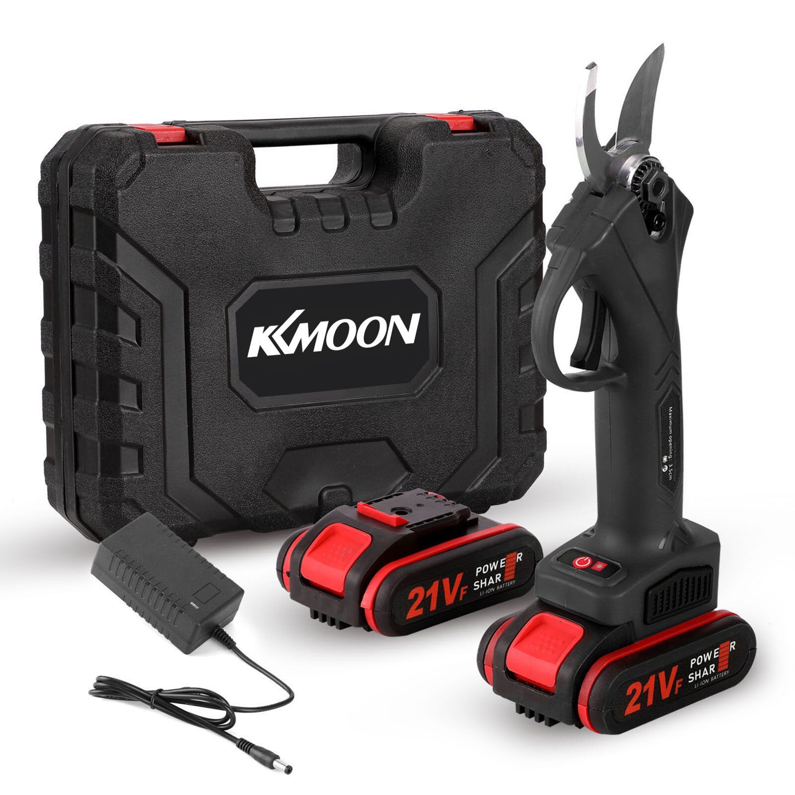 Kkmoon 21v 30mm johdoton sähköinen oksasakset tehokas hedelmäpuiden bonsai oksaleikkuri maisemointityökalu: Musta