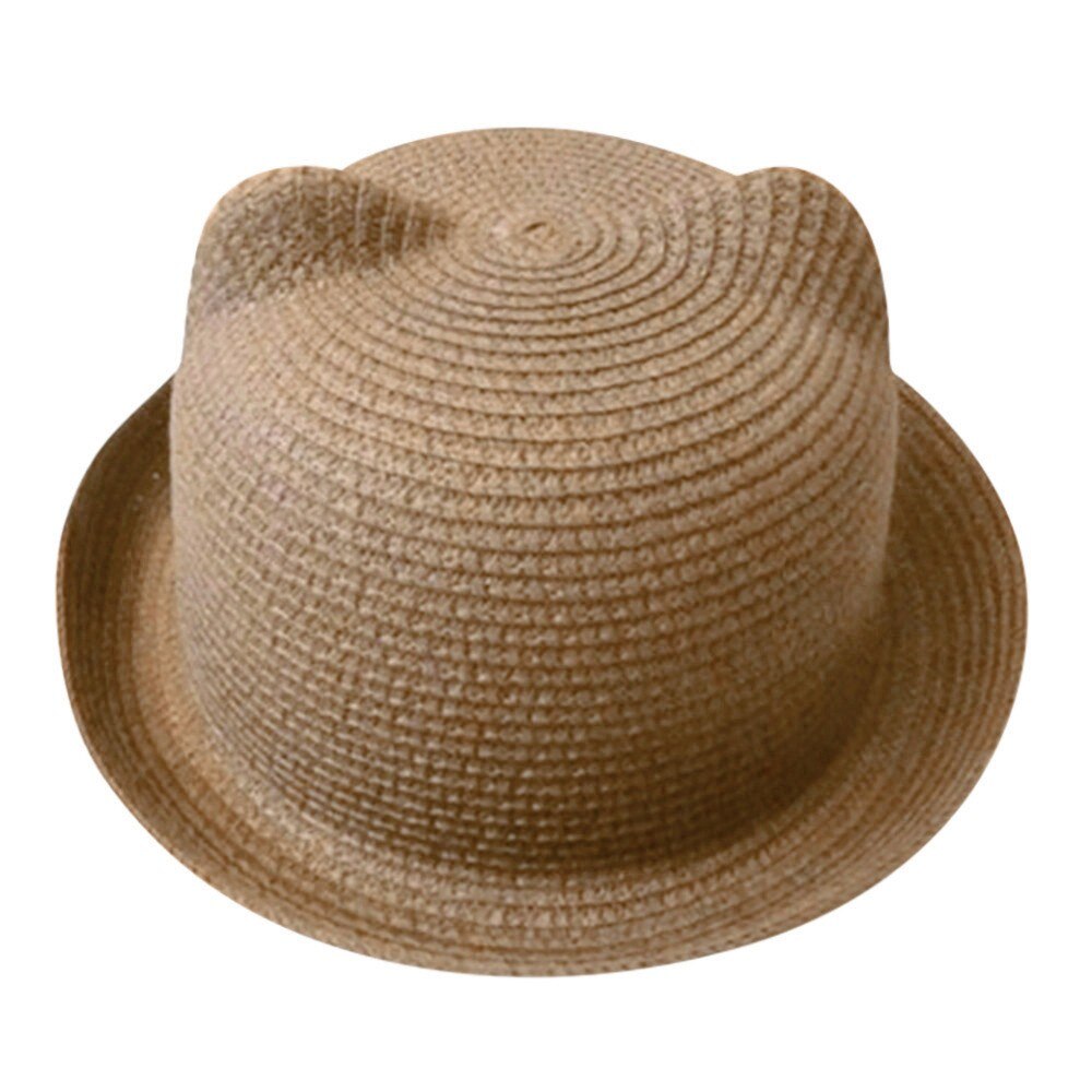 Chapeau de plage d'été pour bébé, chapeaux en paille respirants pour enfants, oreilles de chat, mignon, solide pour garçons et filles, offre spéciale: Coffee 
