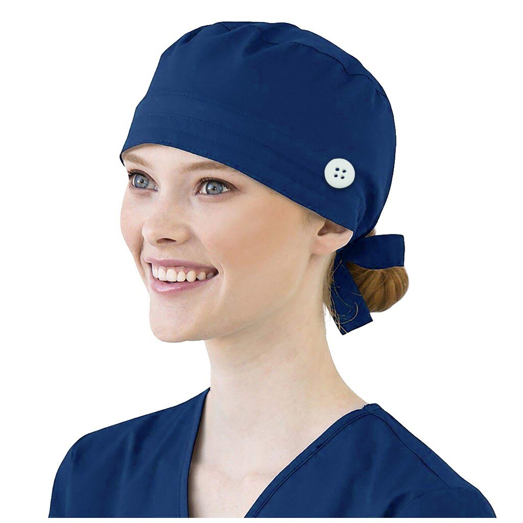 Vrouwen Katoen Yoga Bandage Verstelbare Cap Zweetband Bouffant Hoed Mannen Gorros Quirofano Mujer Verpleegkundige Uniform Hoed Accessoires #3: Navy 