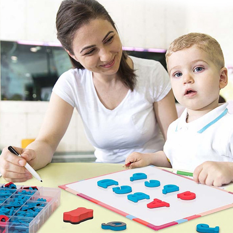 Kit di lettere dell&#39;alfabeto magnetico da 216 pezzi con lavagna magnetica ABC maiuscola e minuscola per strumento di apprendimento ortesi per bambini