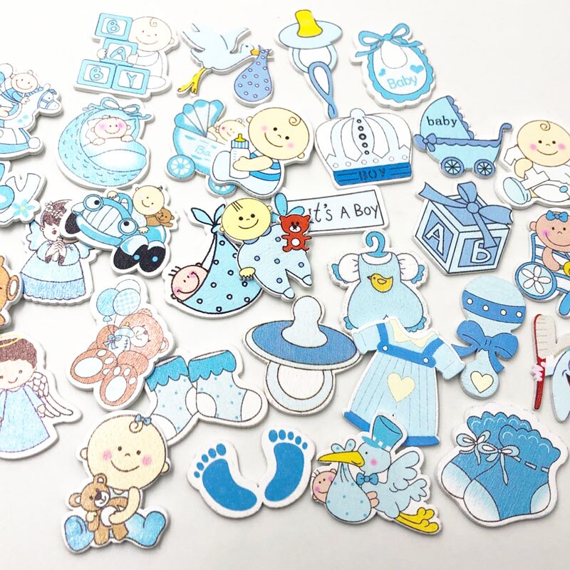 30 stuks cartoon baby zonder gaten naaien houten knopen willekeurige gemengde decoratieve knopen flatback scrapbooking maken  wb622