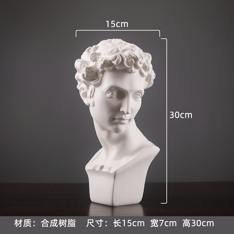 Statue de tête de personnage en plâtre, décoration douce pour maison, modèle de chambre, ornement de bureau à la: Height 30cm
