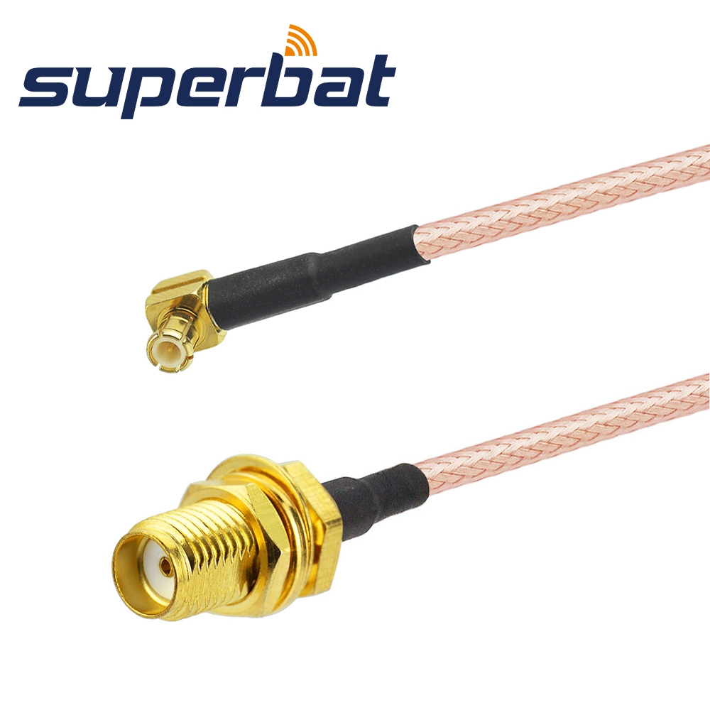 Superbat MCX Plug Right Angle to SMA BulkHead Jack Cable RG316 10cm for Wireless