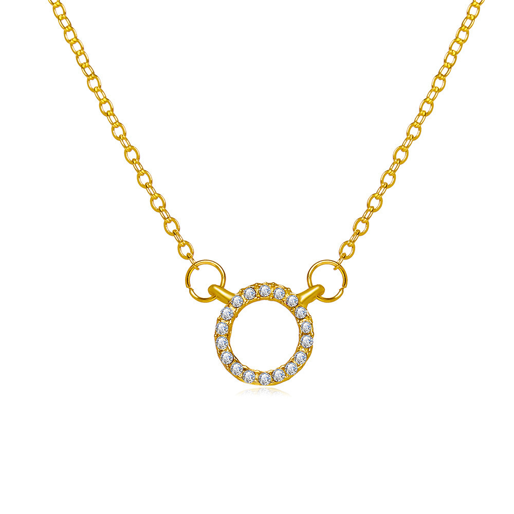 Moda tendência elegante jóias simples círculo de cristal pingente colar cor dourada unquie feminino colar festa presente atacado