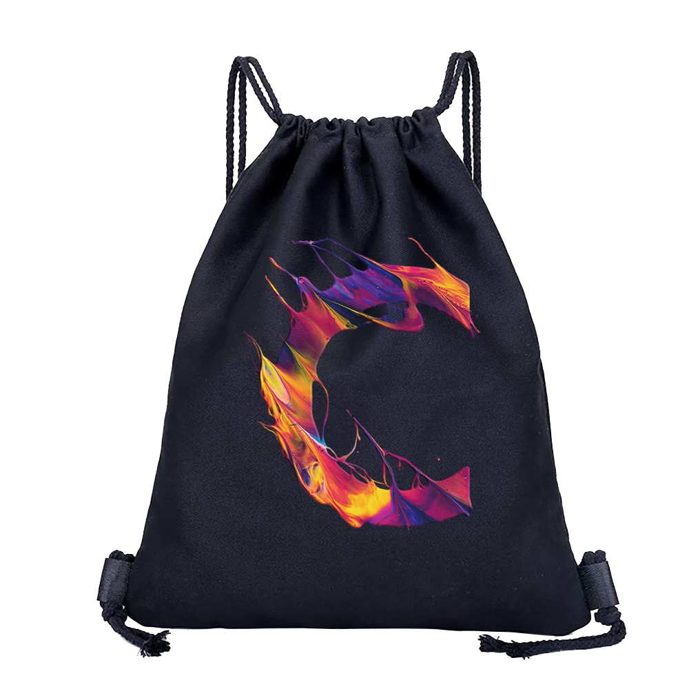 26 Initials Print Drawstring Bag Backpack Men and Women Beach Sports Travel Backpack Kid Supplies Bag Portable Sundries Bag