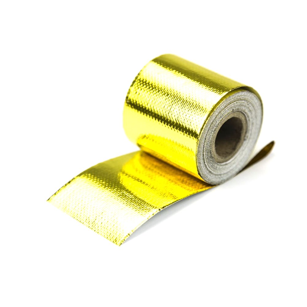 5m Self Adhesive Heat Shield Wrap Automotive Exhaust Tube Insulation Tape Golden Heat Barrier Self Adhesive Engine Gold