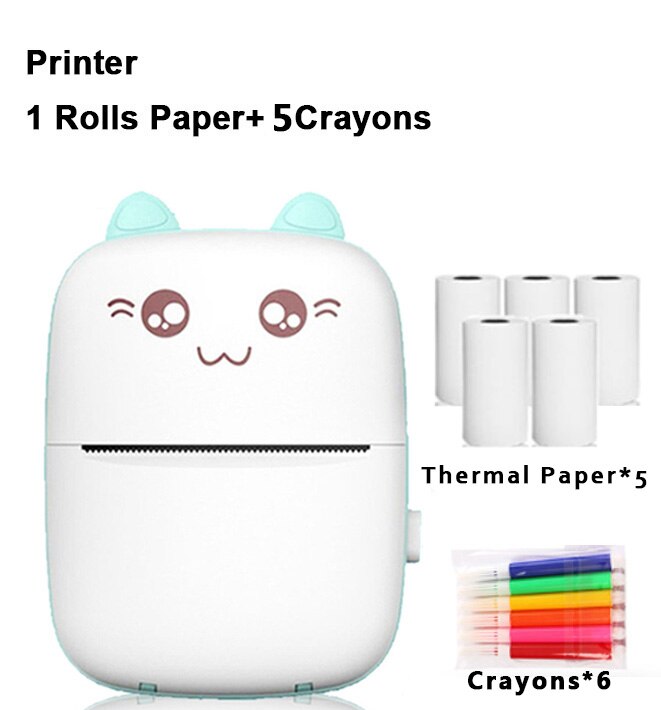 Mini impresora térmica portátil, máquina de impresión inalámbrica BT, 200dpi, para etiquetas, Impresión de mensajes incorrectos con Cable USB, IOS: blue-paper-5