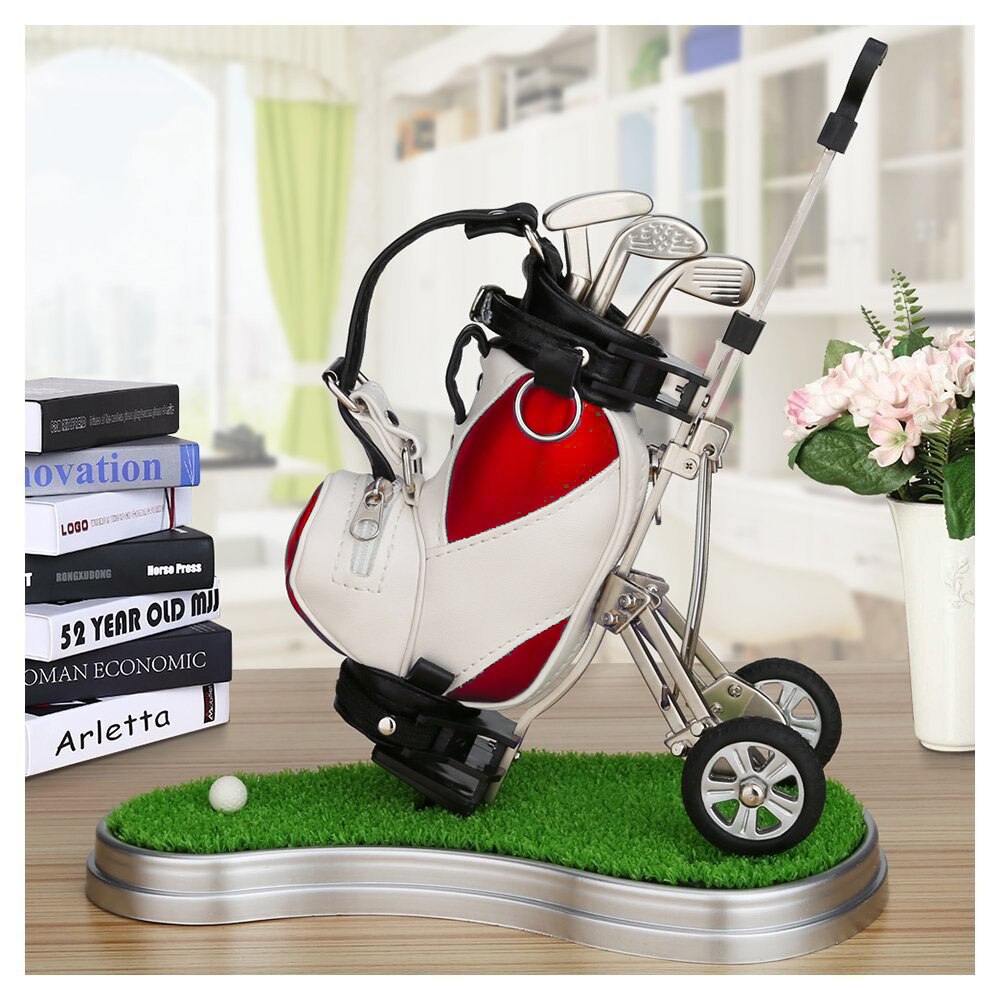 CRESTGOLF Golf Car Contains 3 Parts of Aluminum Pen Golf Bag Penholder Golf Souvenir Golf Car Accessories