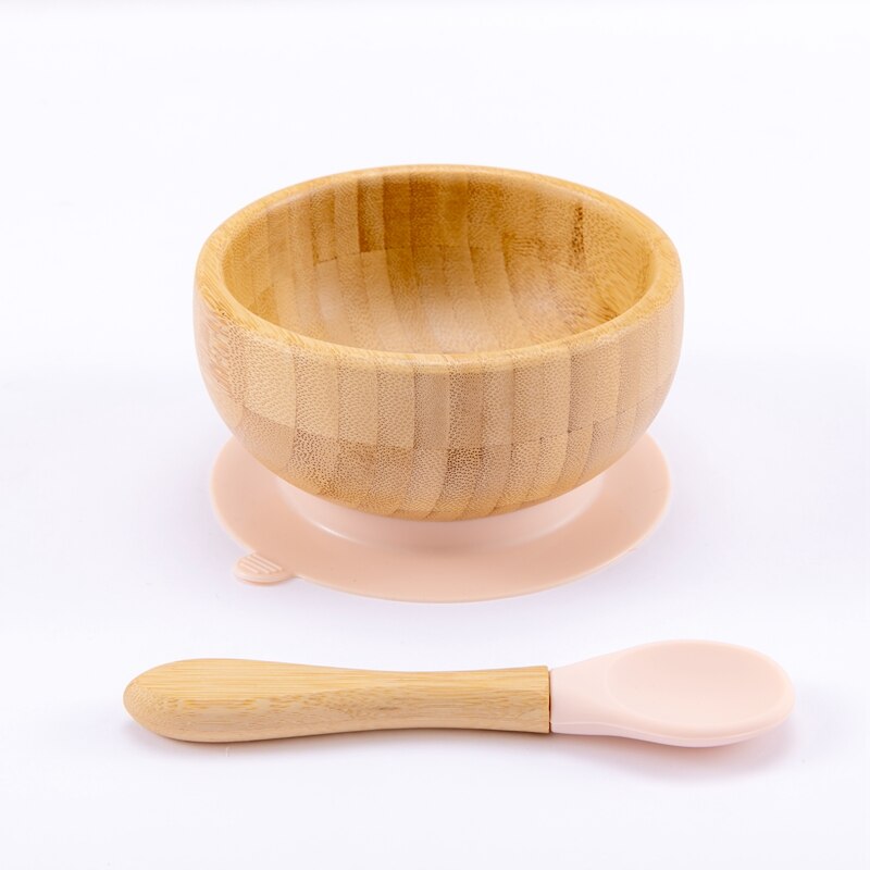 Børneskål sæt baby fodertallerken børn skål & ske sæt sugekop fade bordservice børn baby tallerken baby produkt: Beige skål