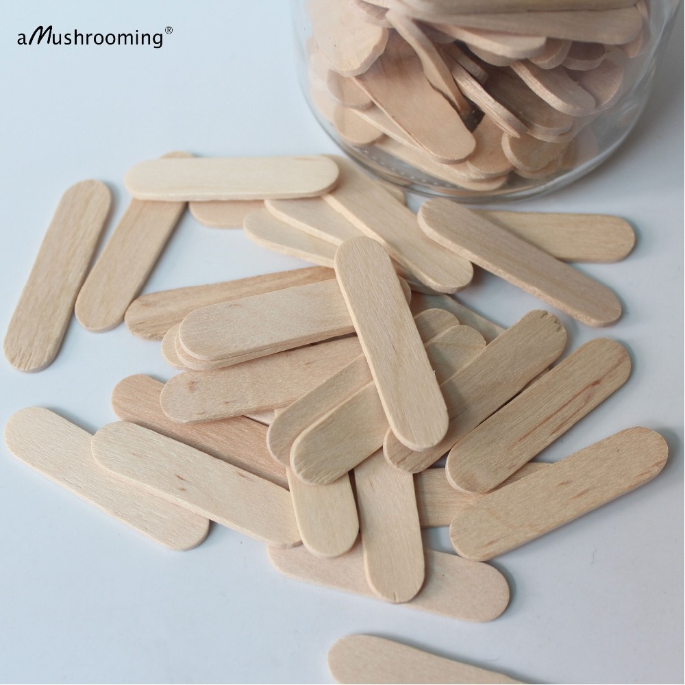 100 simples mini varas de madeira do ofício 1.6 polegadas pequenas varas de pirulito descartáveis pudim sorvete bolo sobremesa colheres pop varas