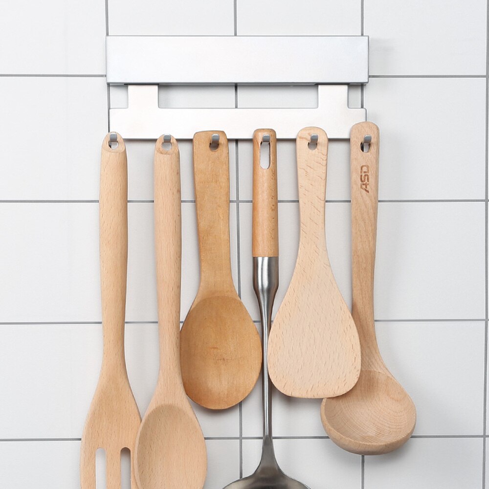 Strong adhesive hook kitchen stainless steel wall hanging rack 6 row of hooks kitchen seasoning storage rack wx8071125