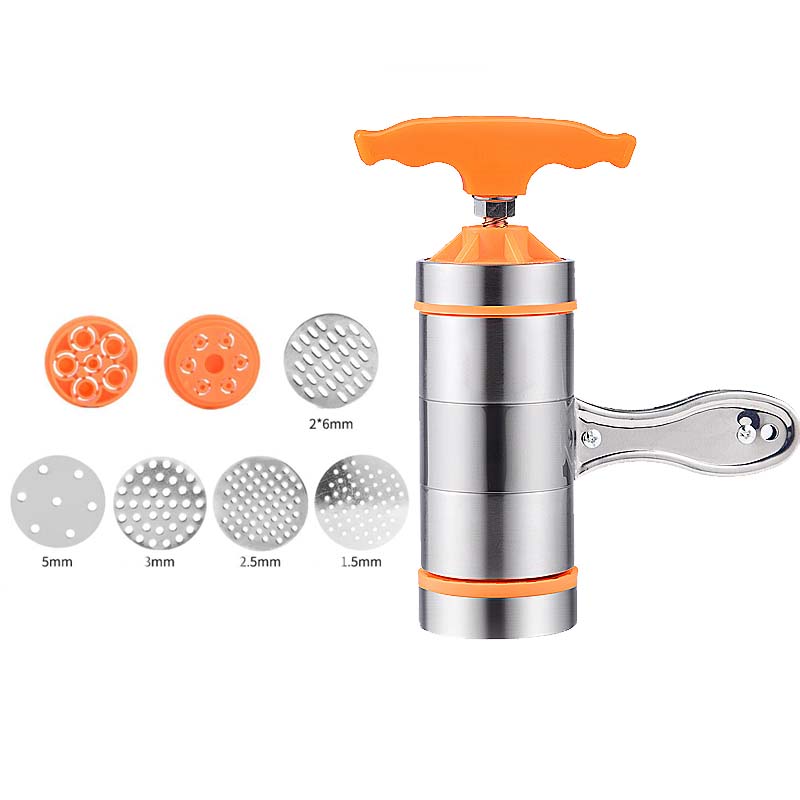 Rustfritt stål manuell nudler maker pasta som pilsner maskin presse spaetzle maker frukt juicer 5 forskjellige tidligere: 7p