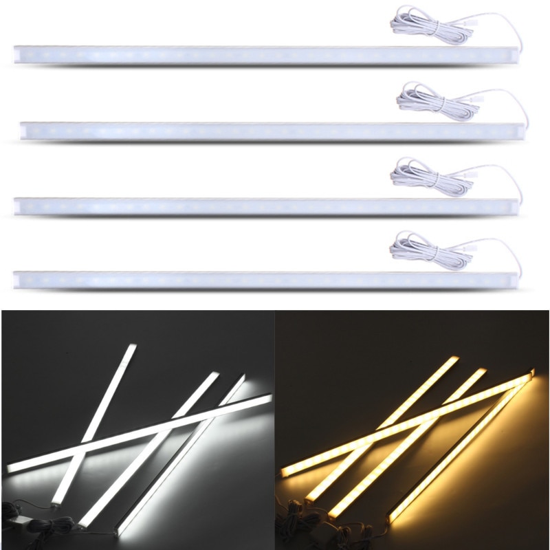 4Pcs 50CM LED Strip Light Kit for Under Kitchen Cabinet Counter Lighting LED Showcase Rigid Strip Light