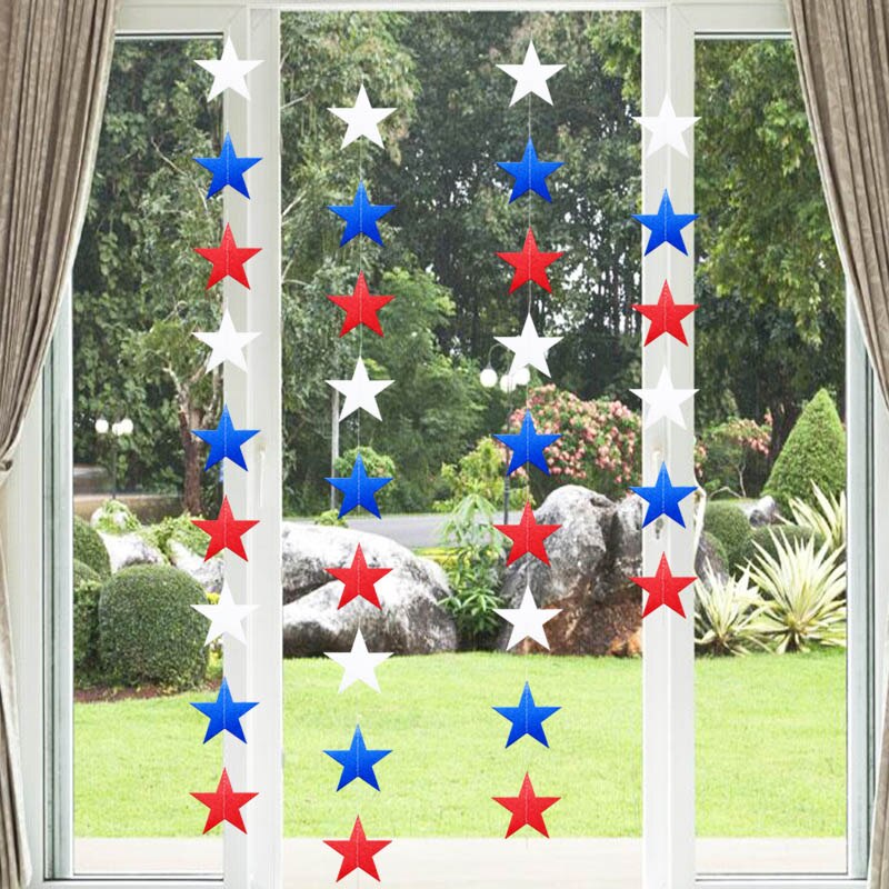 4m blandede farger amerikansk flagg femspiss stjerne konfetti amerikansk uavhengighetsdag banner konfetti tilbehør til julepynt
