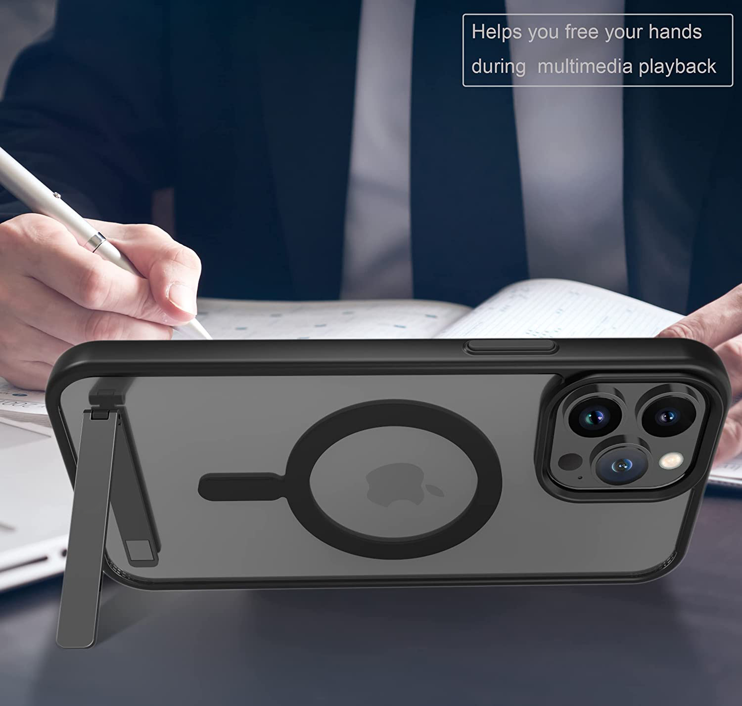 Magnetische Handyhüllen mit Ständer für iPhone 16 15 13 Profi Max 14 Plus Handyhülle Apfel 12 11 Klare schwarze Hülle mit Ständer