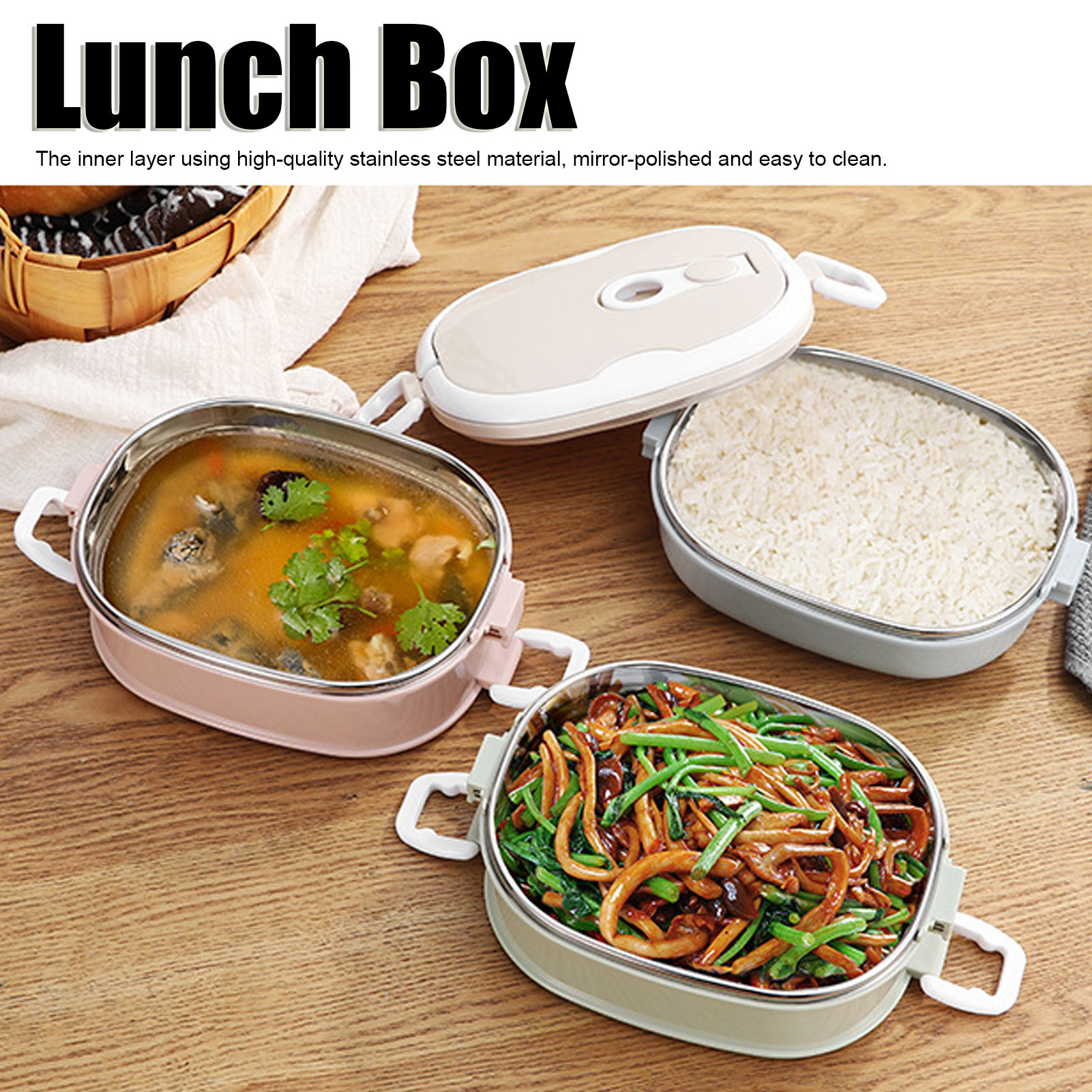 Utensilios de cocina fiambrera fiambrera contenedor de comida portátil de acero inoxidable para estudiantes niños trabajo fiambrera de acero inoxidable