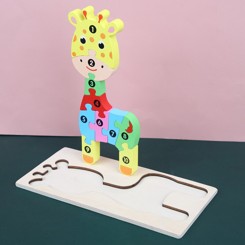 3D Puzzle Früer Kindheit Bildung Rätsel freundlicher Lernen Kognitive Rätsel Entwickeln Spielzeug Eltern-Art-Interaktive Spielzeug: B   Giraffe