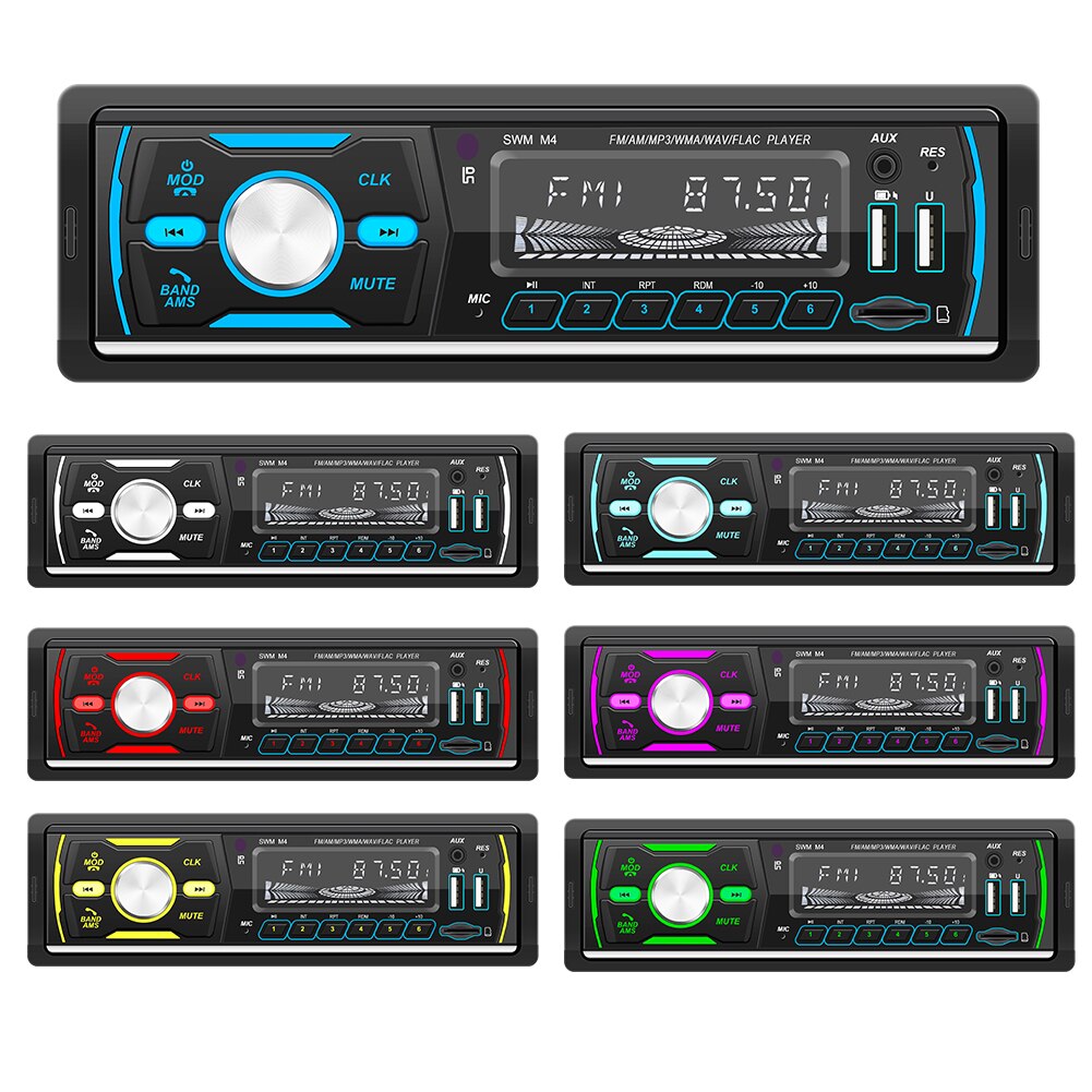 SWM-M4 Single DIN Head Unit Car USB TF AUX-In FM AM RDS DAB Radio Receiver Dual USB Car Bluetooth MP3 Player