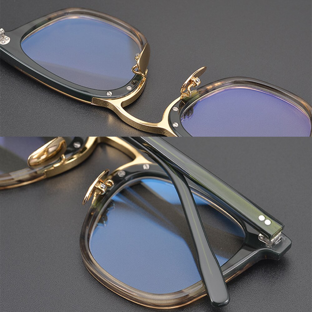 80106 handgjorda acetat glasögon båge retro ren titan optiska datorglasögon för män kvinnor