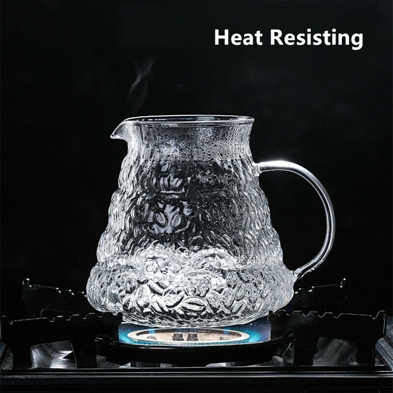 Thickened Heatable Borosilicate Glass Coffee Pot Hand Drip Sharing Pot 600ml Household Coffee Pitcher Flower Tea Jug