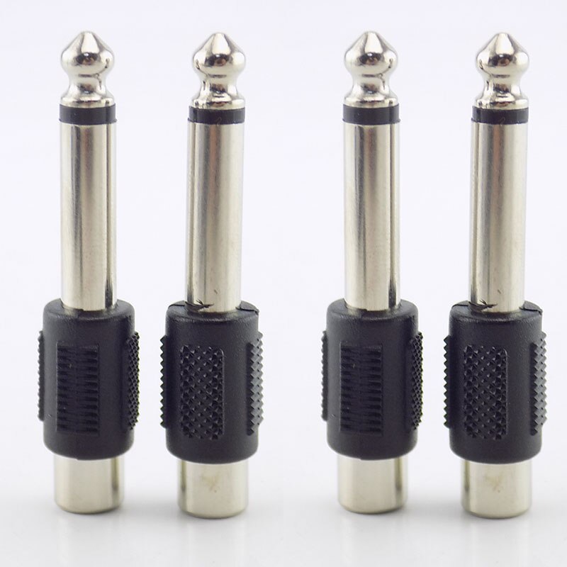 Audio Adapters RCA/AV Female Jack to 6.35mm Male Plug to RCA Female Connectors Plugs For DIY FM Microphone Mic 4pcs/lot