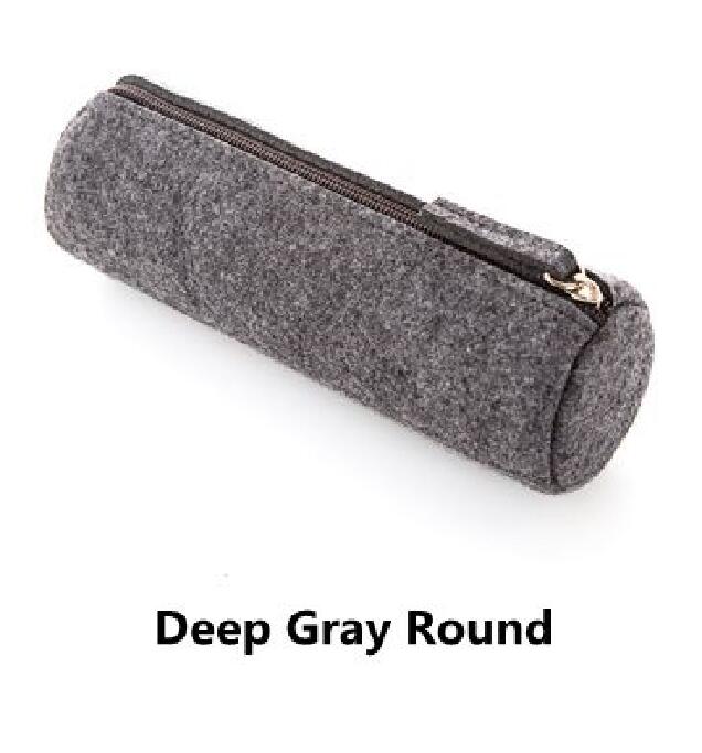 Minimalism Felt Pencil Bag Fabric Pencil Case Stationery Pouch Purse Storage Bag School Supplies Office Supplies Pencil Boxs: Dark Gray Round