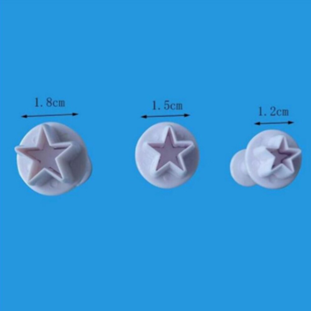 3 kpl/sarja tähden muotoinen fondantti kakun koristelu mäntä keksi keksejä leikkuri sugarcraft diy muotti joulukakun koristelu työkalut: Default Title