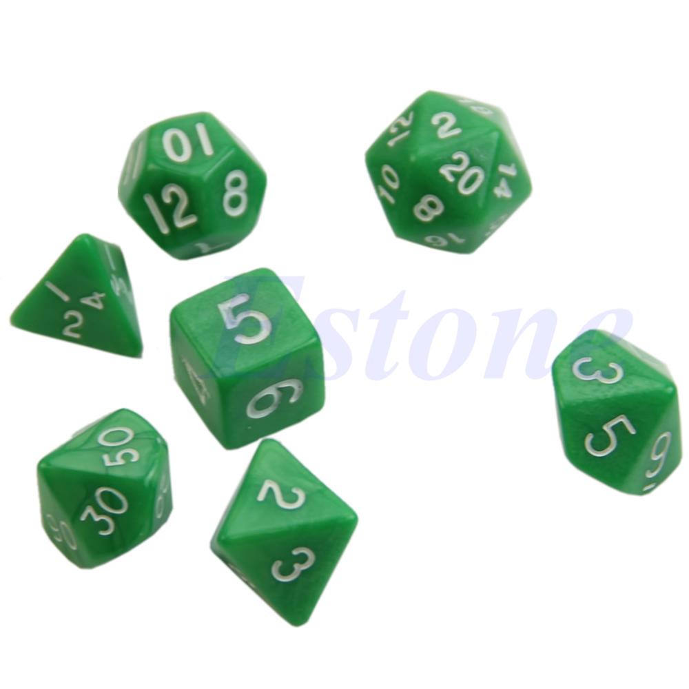 7x Zwart Zijdige Dobbelstenen D4 D6 D8 D10 D12 D20 Voor D & D RPG Poly Game Set