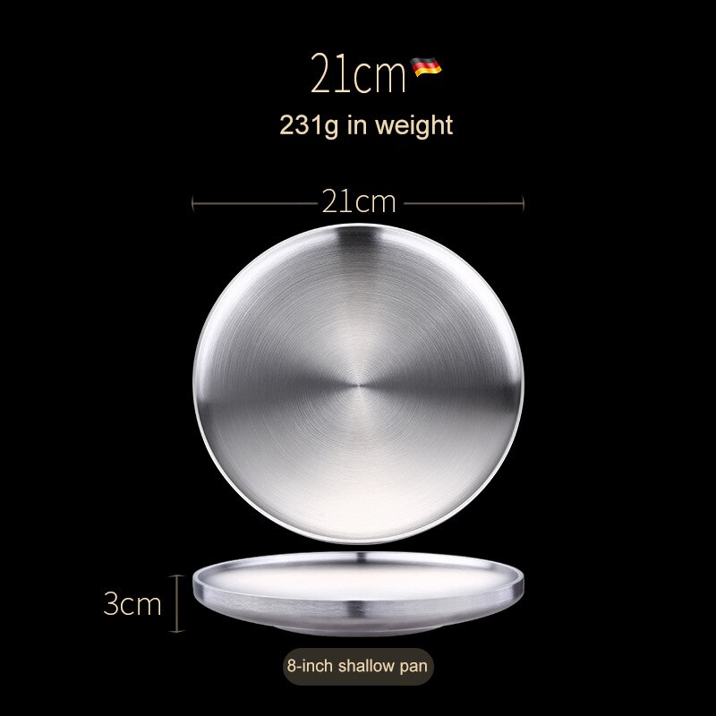 304 Roestvrij Stalen Ronde Steak Plaat Lade Single Layer Salade Fruit Ontbijt Steak Lade Bbq Servies Schotel
