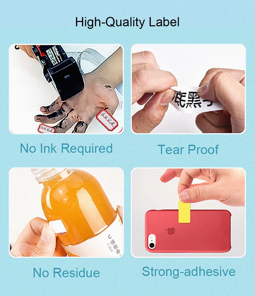 Supvan Mini Label Printer Paper Waterproof Anti-Oil Printing Label Price Label Pure Color Scratch-Resistant Label Sticker Paper