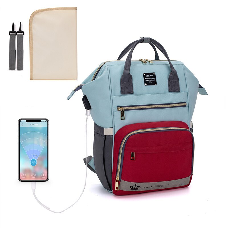 Lequeen USB Diaper Bag Nappy Bag With Diapers & Straps Large Capacity Maternity Bag Travel Backpack Waterproof: C