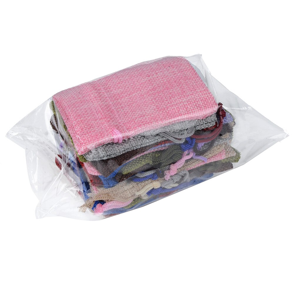 Sac en lin et lin 7x9 cm, 25 pièces, pochette à cordon emballage de bijoux, pochette de mariage