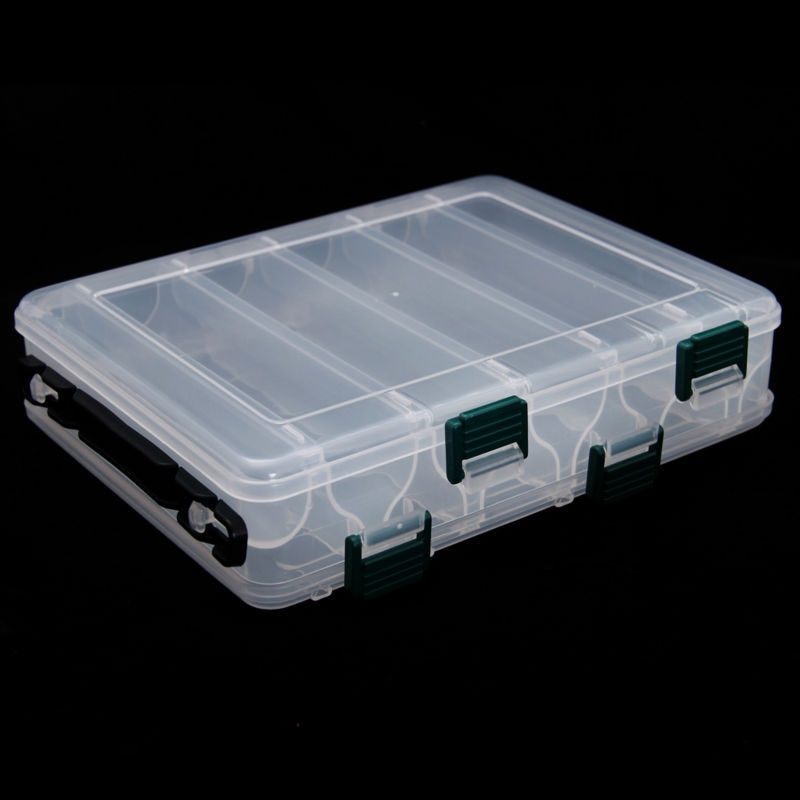 Plastik fiskelokkeboks dobbeltsidet 10 rum 20 x 16 x 5cm vandtætte grejkasser peche