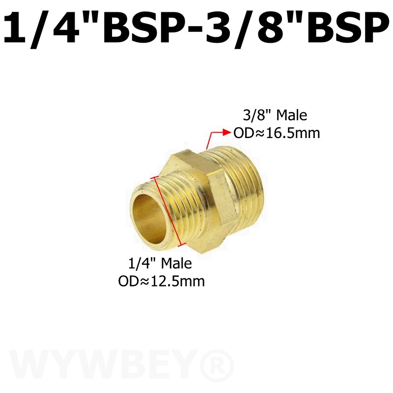 Messing sekskantet nippel rørfitting kobber adapter 1/8 1/4 3/8 1/2 3/4 han lige reduktionskoblingsforbindelse vand gas vvs samling: Dn8-dn10 02-03