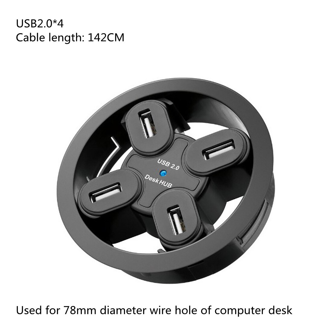 USB HUB USB2.0 Mount In Desk Multi USB 2.0 Ports with Headphone/Mircophone Port Usb Hub: 4in1 USB2.0