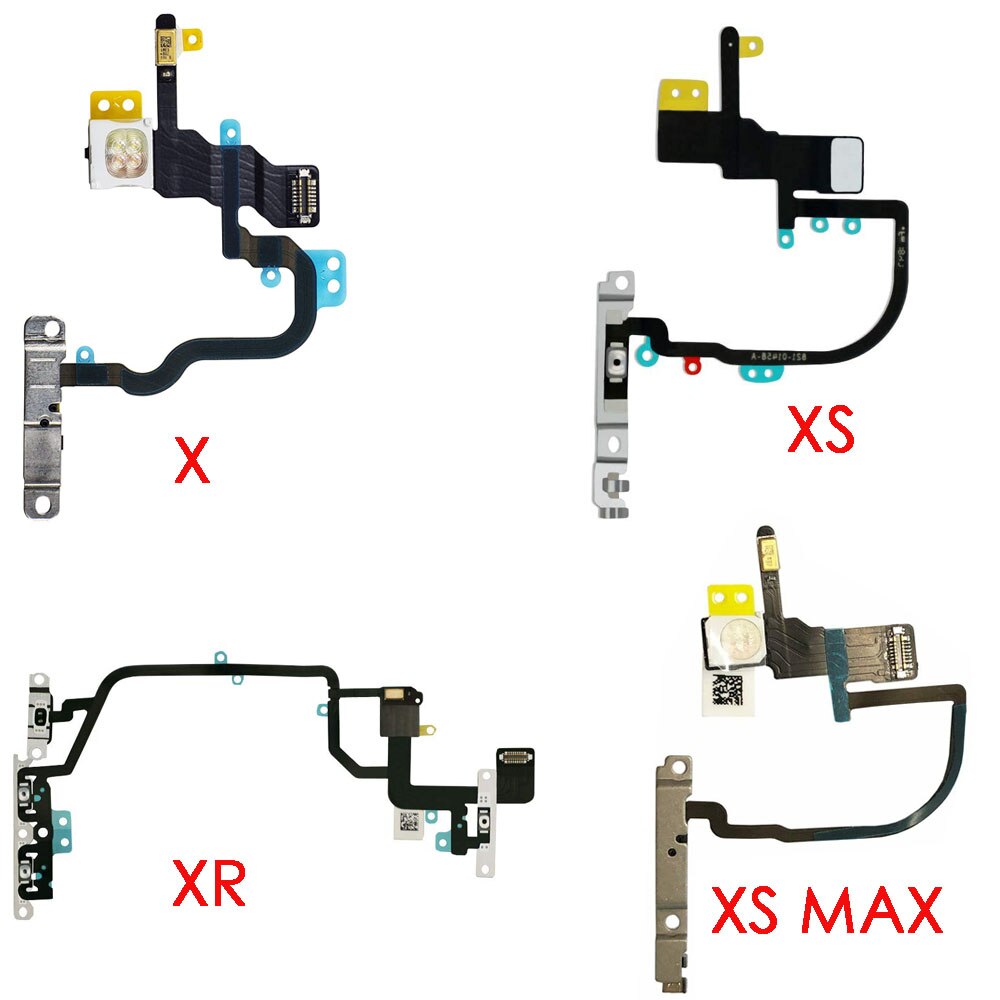 For iPhone 6 6P 6s 6SP 7 7P 8 8 Plus X Xs XsMax Switch On Off Power Button + Flash Light + Mic Flex Cable with Bracket