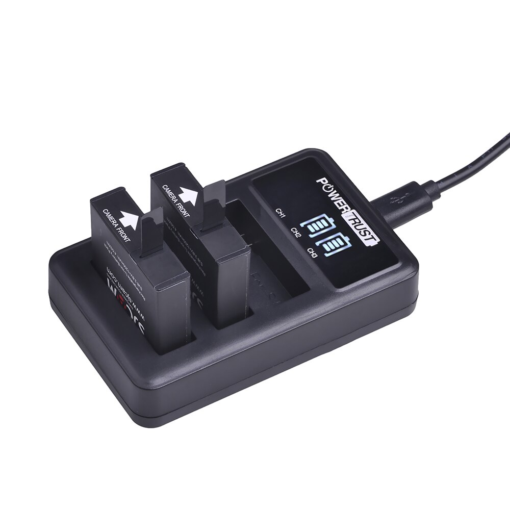3X1200 Mah Originele SJ8 Oplaadbare Li-Ion Batterij + Led 3-Kanaals Usb Oplader Voor Sjcam SJ8 Serie sport Actie Camera