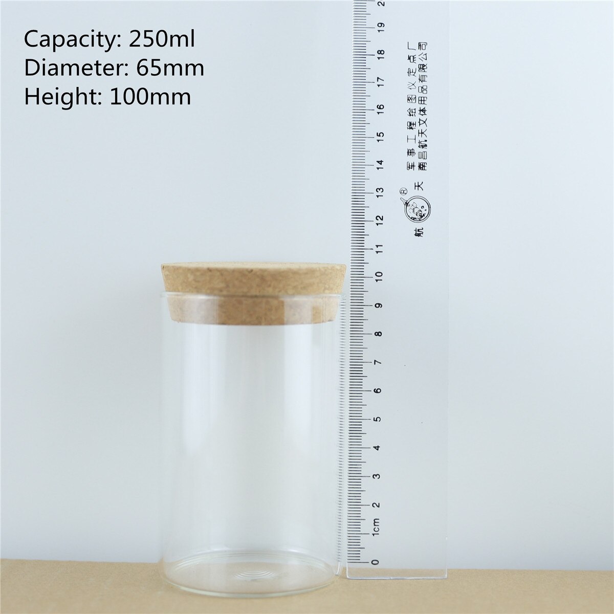 4 Stks/partij Dikke Glazen Fles 65Mm Kurk Spice Flessen Container Potten Flesjes Diy Craft Keuken Opslag Flessen: 250ml
