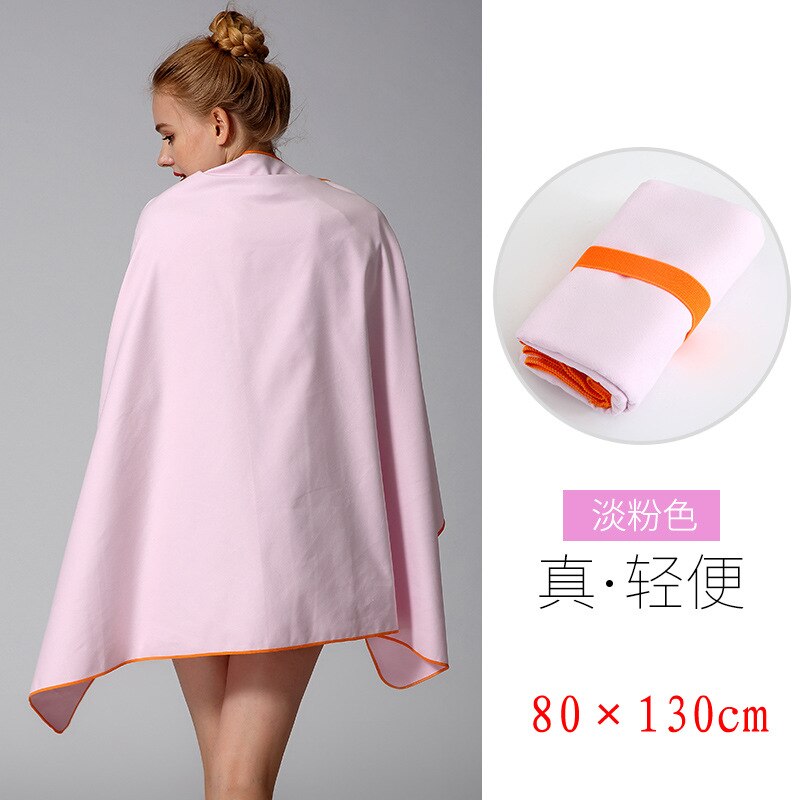 Yuke badehåndklæde absorberende hurtigtørrende voksen strand sports håndklæde kvinders fjedre absorberende håndklæde svømme eq: Lyserød