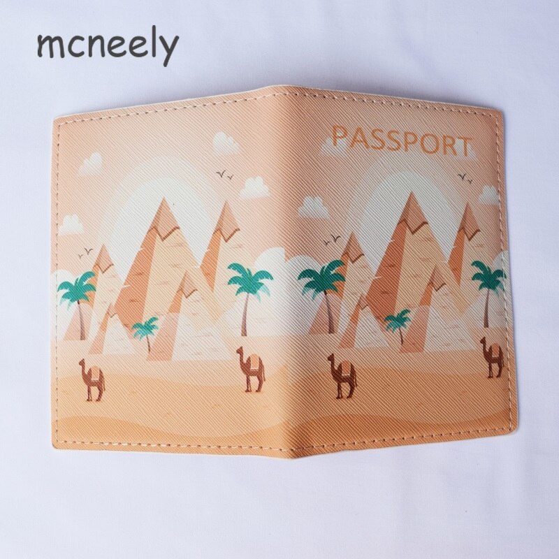 Egyptische Piramiden Paspoort Cover Reizen Id Kaarthouder Beroemde Landschap Paspoorthouder Lederen Bank Credit Card Case Ticket