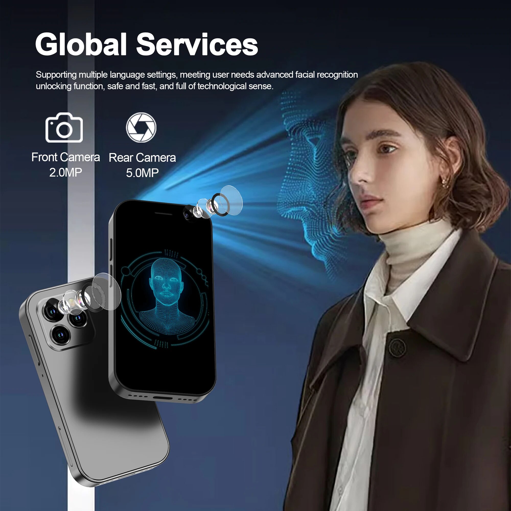 SERVO KING8000 Mini smartphone di rete cellulare 4G Android 10.0 2 GB + 16 GB Display da 3 "Camera da 5 MP Doppia SIM con Play Store WhatsAPP