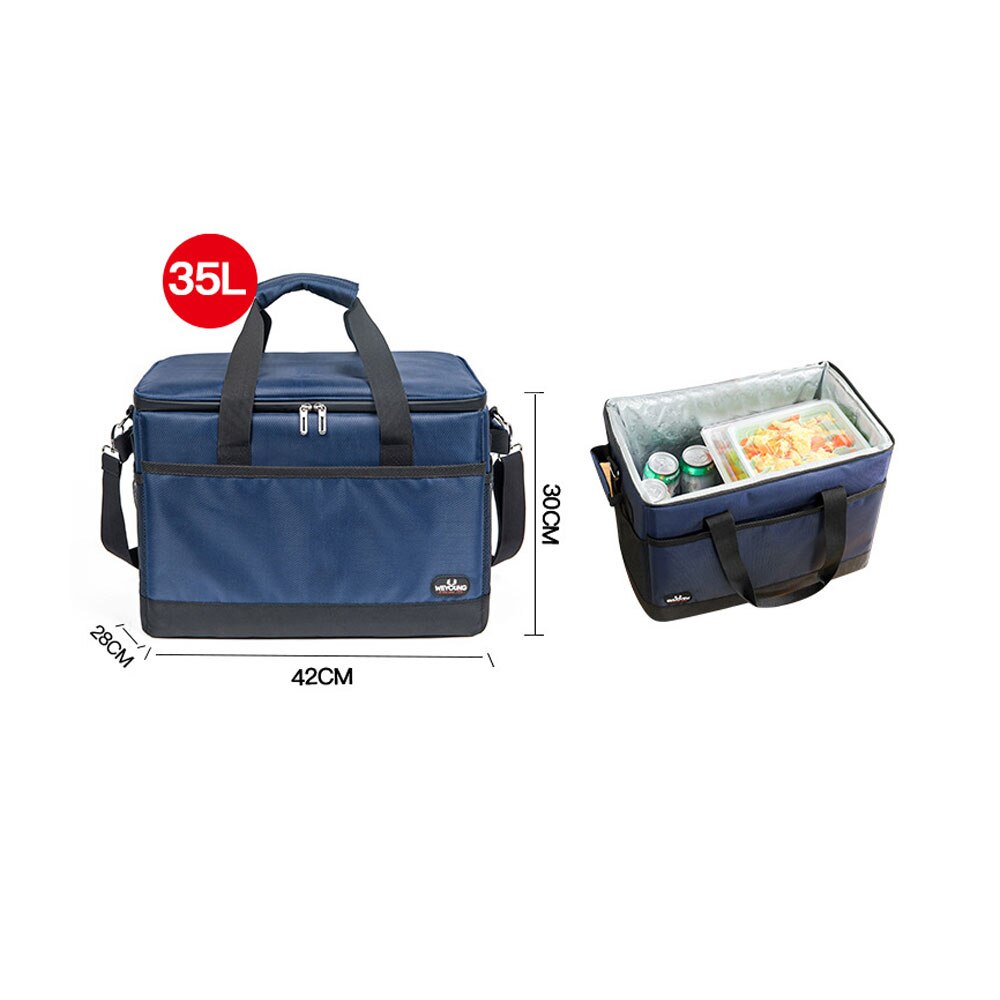 10/35L Camping Picknick Tragbare Thermische Kühltasche Große Kapazität Wasserdichte Picknick Mittagessen Lebensmittel Tasche Reißverschluss Isolierte Lagerung Beutel: 35L