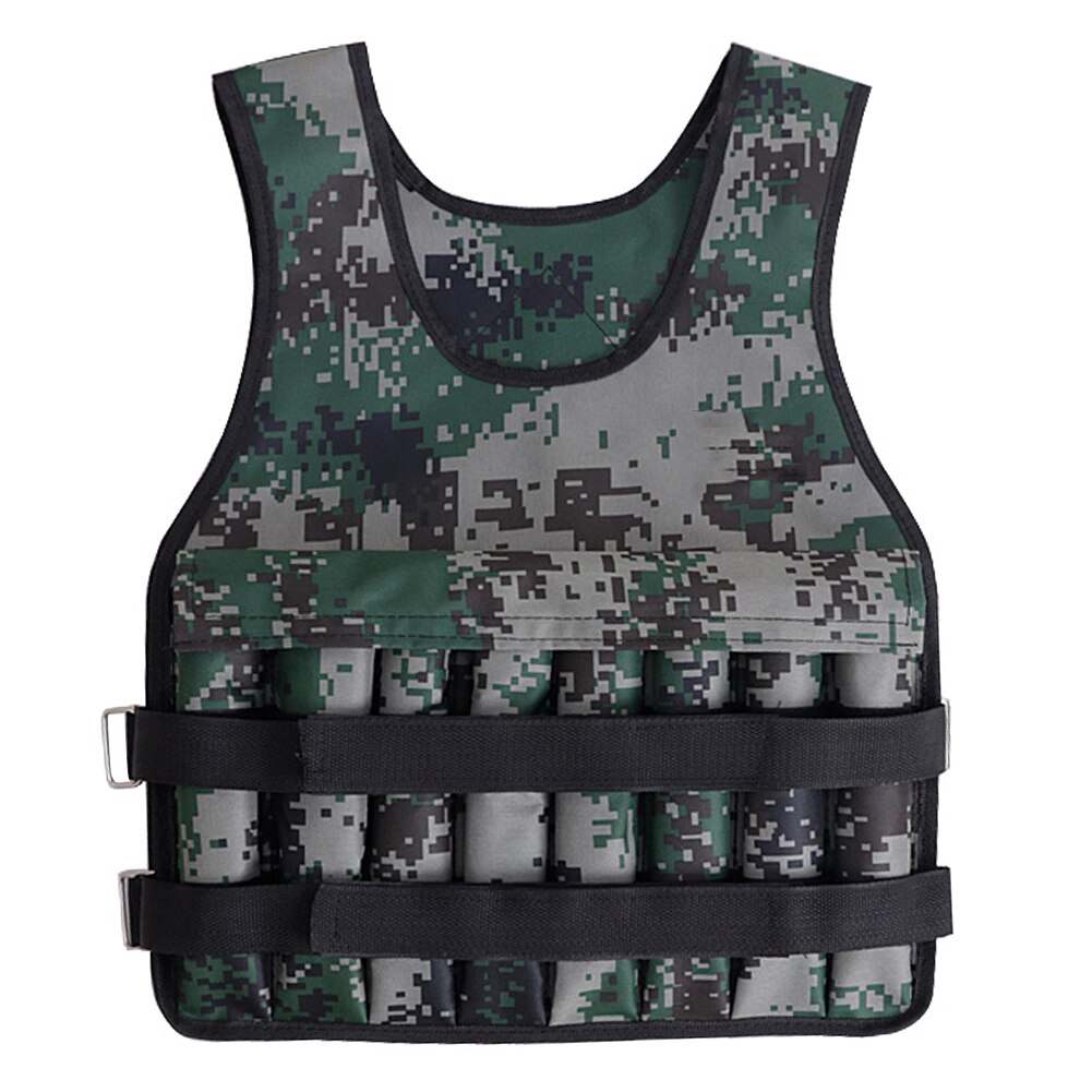 Adulte 20kg chargement pondéré gilet réglable sable gilet pour boxe entraînement Fitness équipement gilet veste sable vêtements: Camouflage