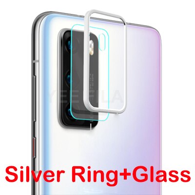 Capinha para huawei p40 pro p40 caso câmera traseira lente de vidro protetor de tela capa em huaweip40 pro p 40 p40 casos anel de metal pára-choques: For Huawei P40 Pro / Silver and Glass