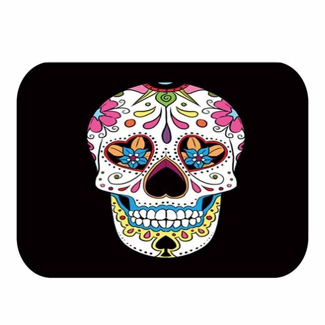 Tapis de bain en flanelle avec tête de mort, décoration d'intérieur, paillasson antidérapant, tapis de bain: 6