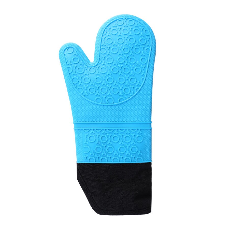 Doppel Schicht Backen Handschuhe Wärme-Beständig Silikon Handschuhe mit Baumwolle Küche Backofen Handschuhe Mikrowelle Handschuh Nicht-Unterhose Topf Halfter: 1Stck Blau